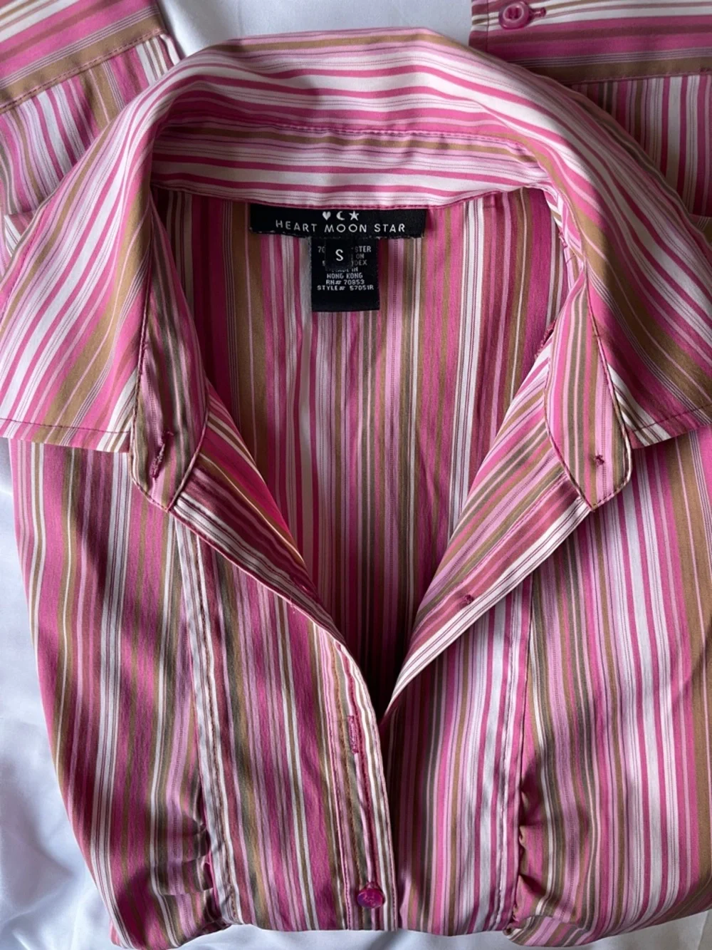 Women’s Pink Striped Button-Up Shirt - Picture 6 of 6